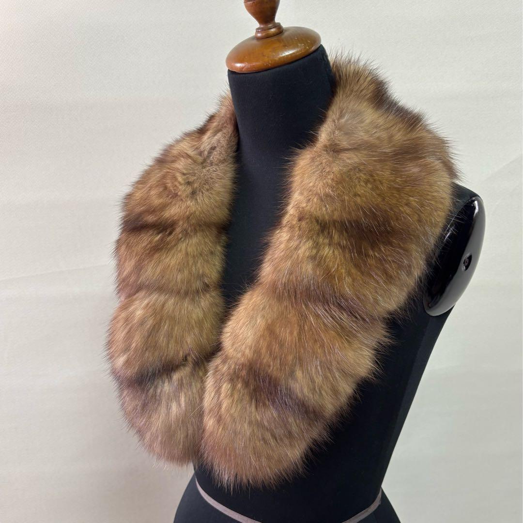 美品 Leilian レリアン セーブルファーカラー クリップ付 リアルファー