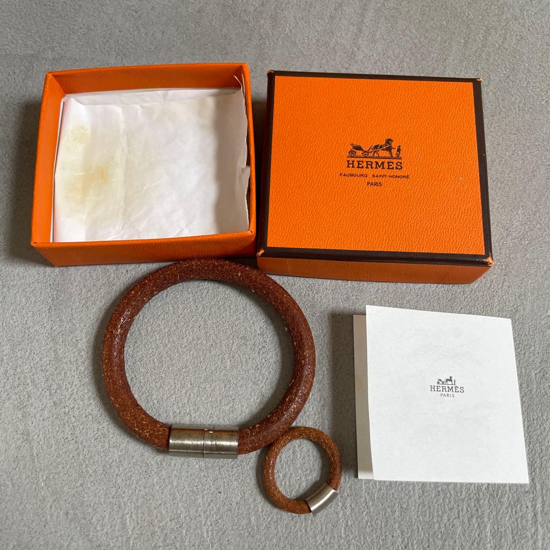 HERMES エルメス バングル リング 2点セット イオタ レザー H金具