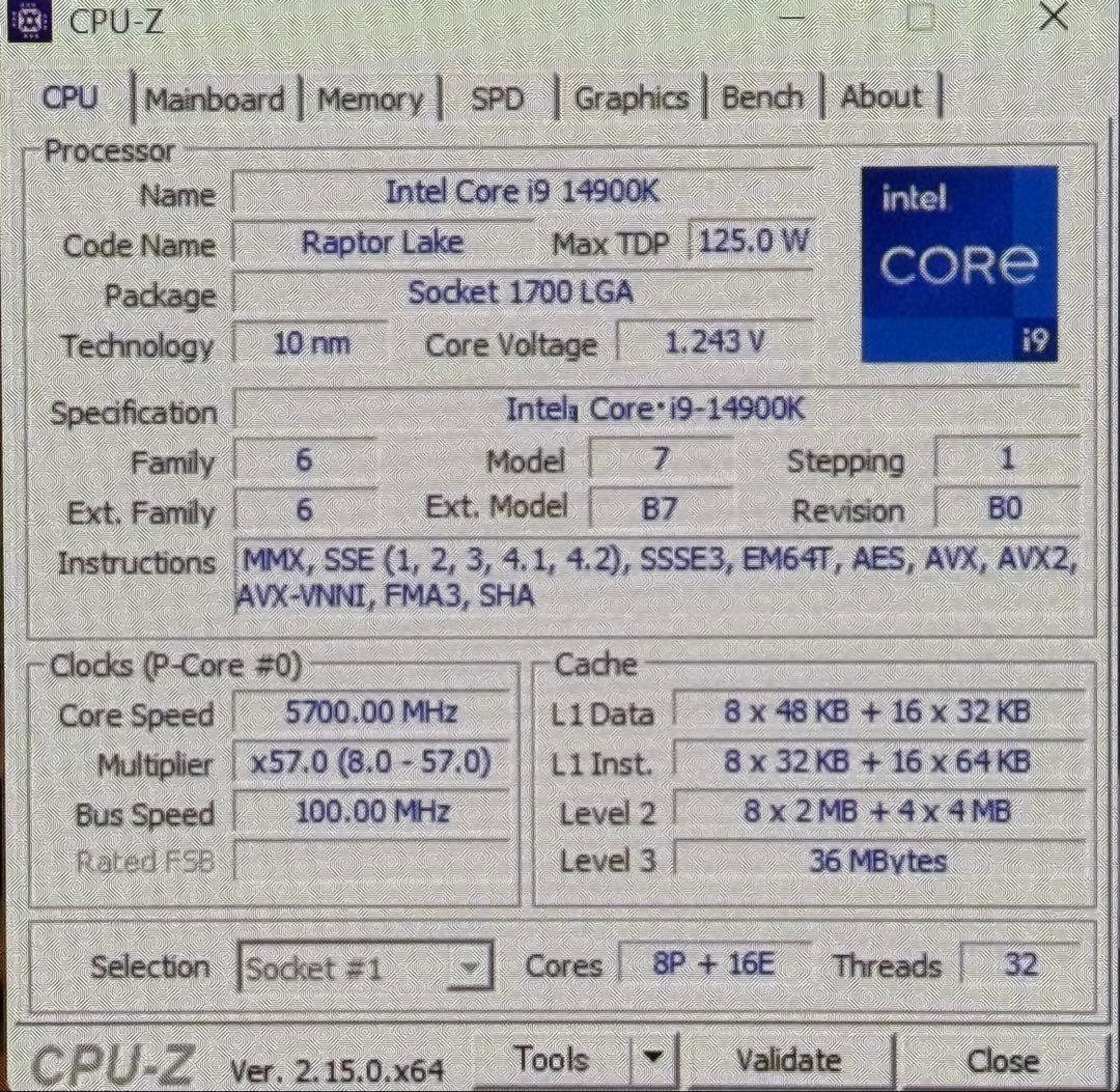 Intel Core i9-14900K Asusマザー付き　不具合無
