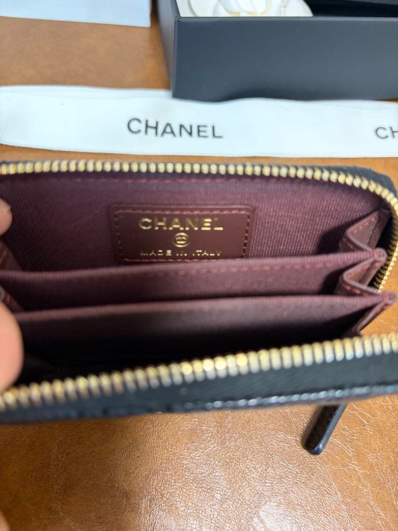 CHANEL ブラックレザー パース ゴールド