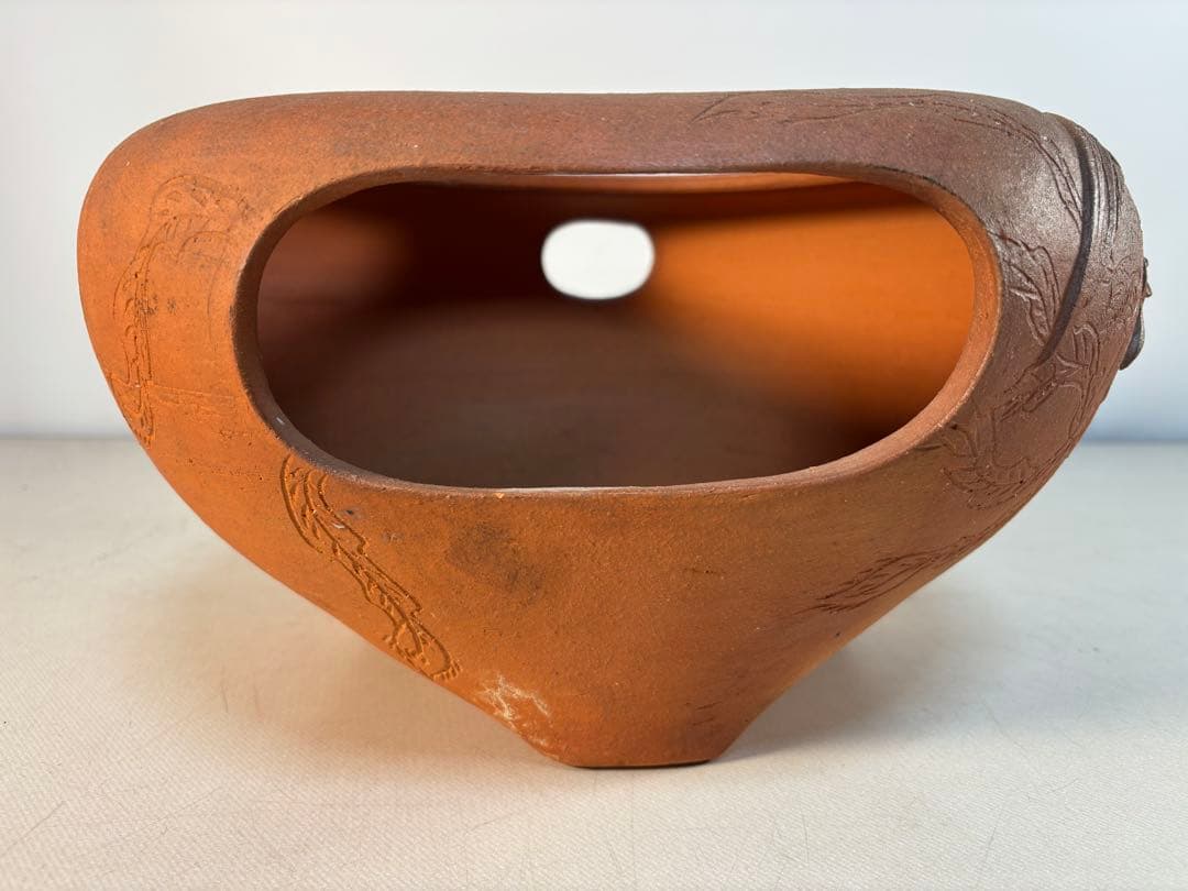 陶器製茶道具 鳳凰風炉　茶釜　敷板(皿)付き