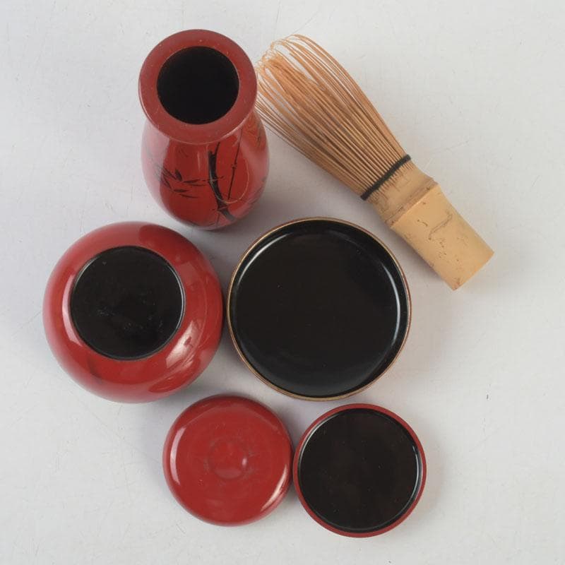 茶道具　利休茶箱　京焼　加藤昌山作　茶碗　振出など　八点一式　仕覆付　M9579