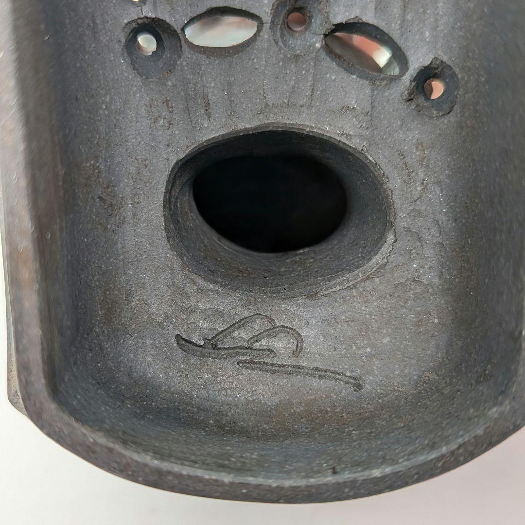 西村春湖 青備前糸巻獅子香炉 共箱合布 備前焼 抹茶道具 香道具 跳ね獅子 在銘