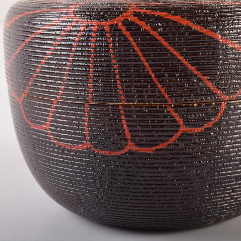 茶道具　玄一作　欅千筋　菊文　寿輪棗　平棗　共箱　V　7104