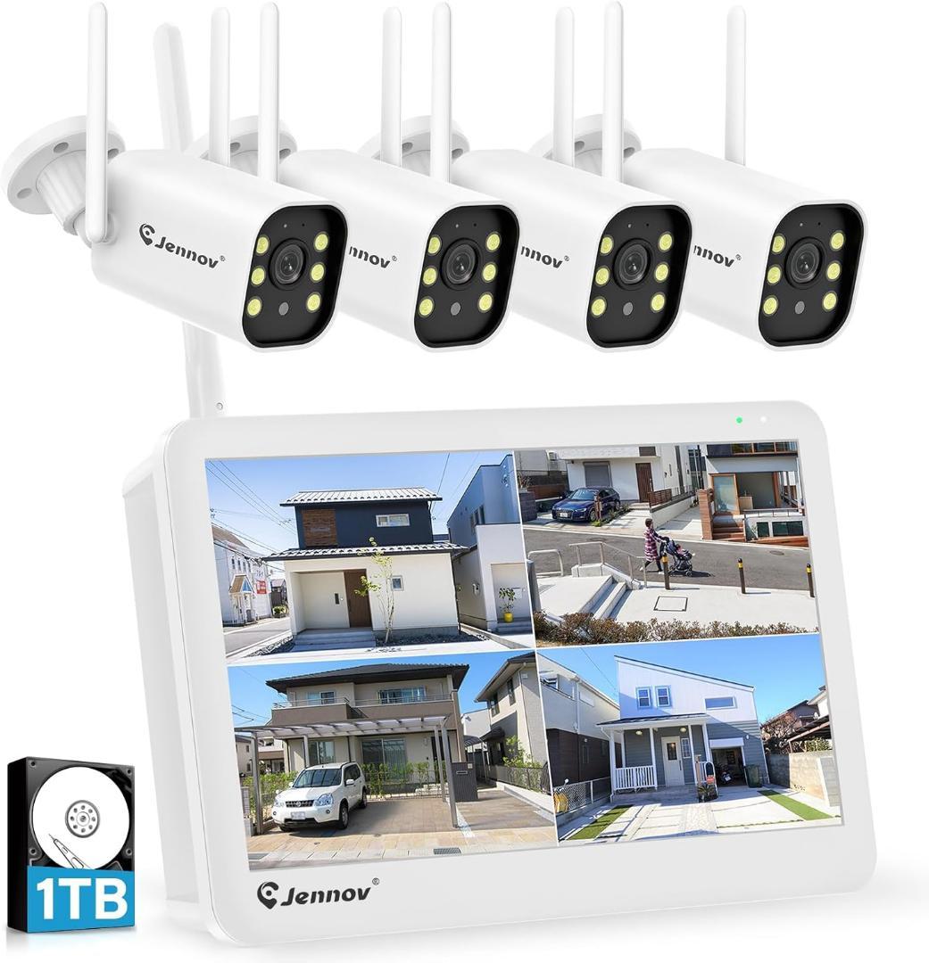 4台　防犯カメラ 屋外 IP66防水防塵 500万画素 超高画素 モニター付き