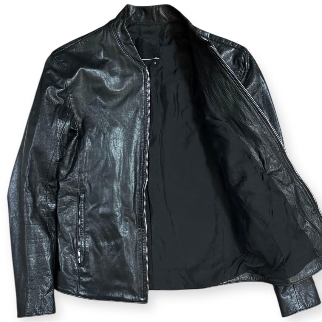 LAD MUSICIAN 本革 シングルライダースジャケット ブラック 42