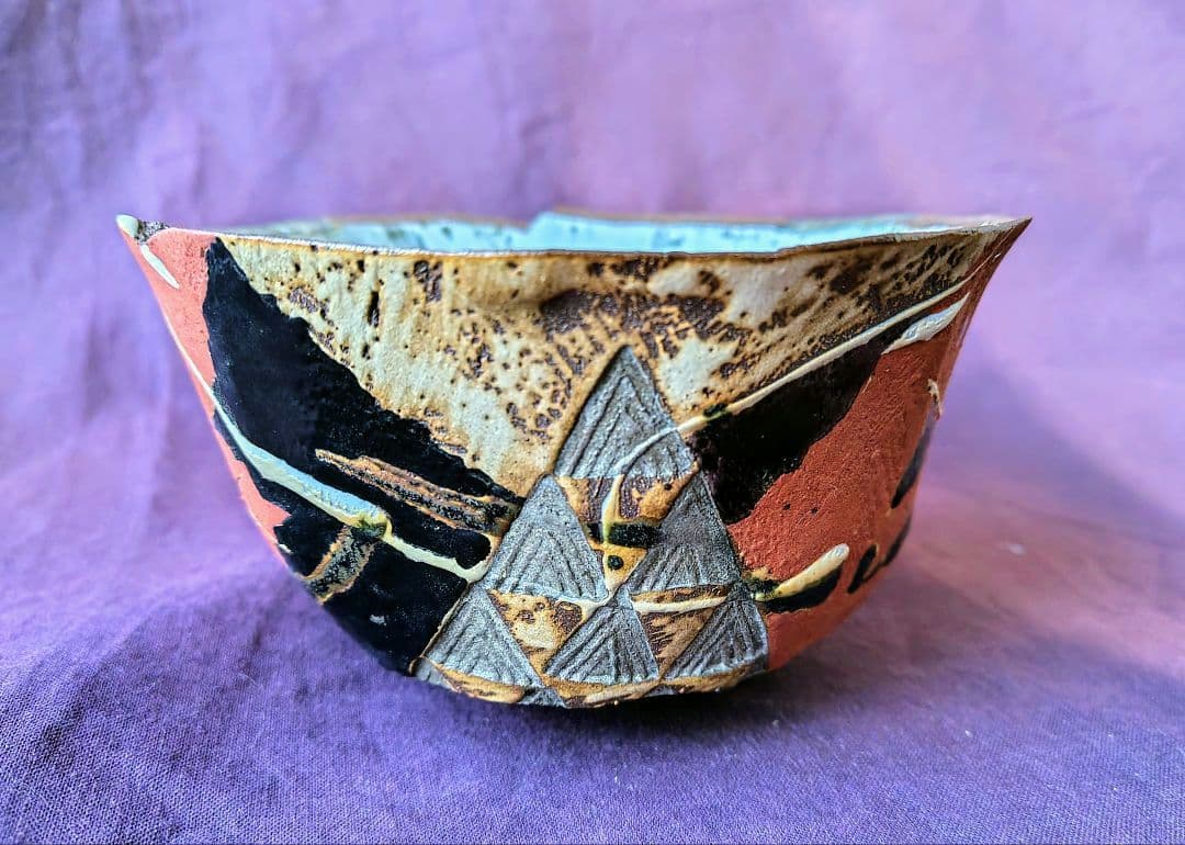 彩文茶碗 (熊本義孝 作) 未使用 新品同様