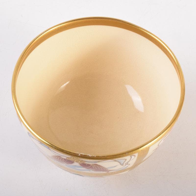 茶道具　京焼　鳴滝窯　橋本城岳作　色絵金彩　八宝文　茶碗　共箱　V　7194