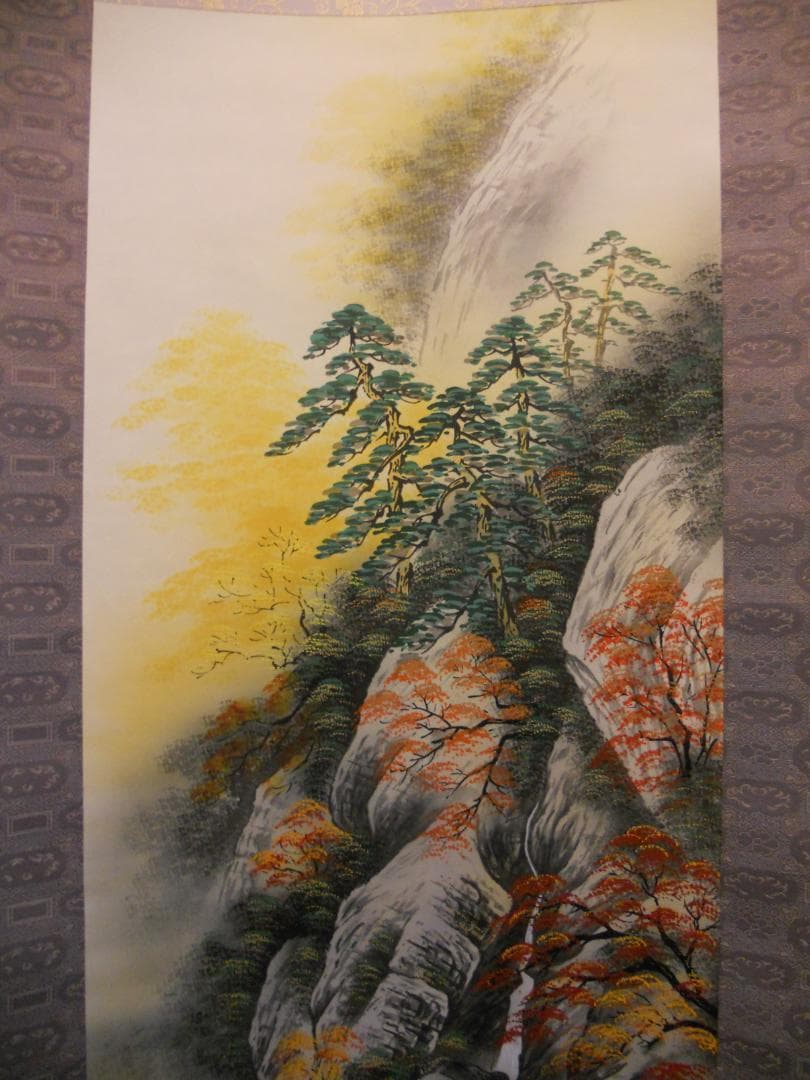 掛け軸 高井一鳳 秋景山水 絹本 希少 軸装 茶道具 掛軸 美品 です。