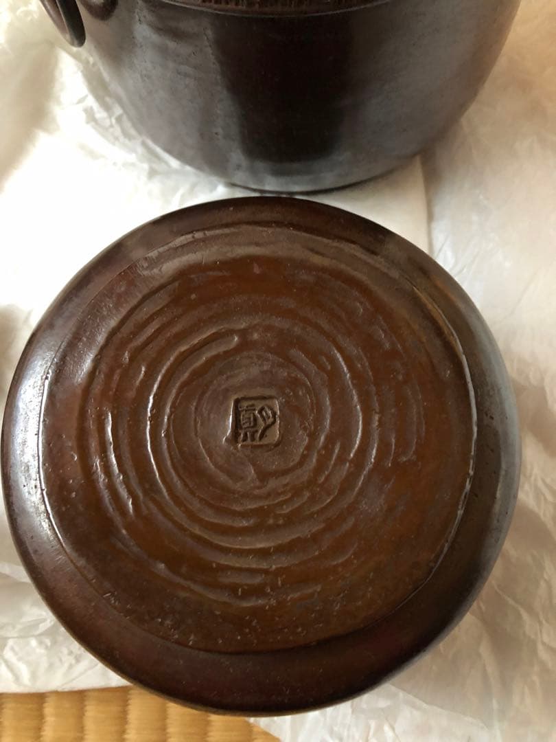 蠟型鋳銅　唐草文　皆具　須賀月真氏作　共箱入