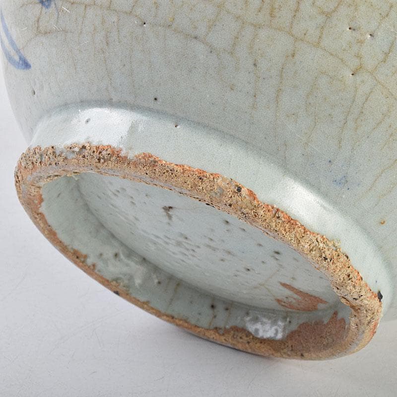 朝鮮美術　李朝　高麗白磁　染付　花文　壷　時代箱付　D　R9146B