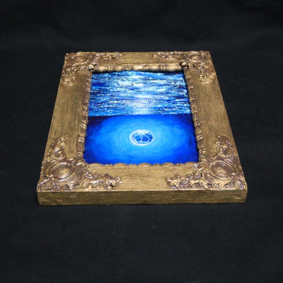 油絵 油彩 油彩画 絵 絵画 キャンバスパネル ミニ絵画【スーパーブルームーン】