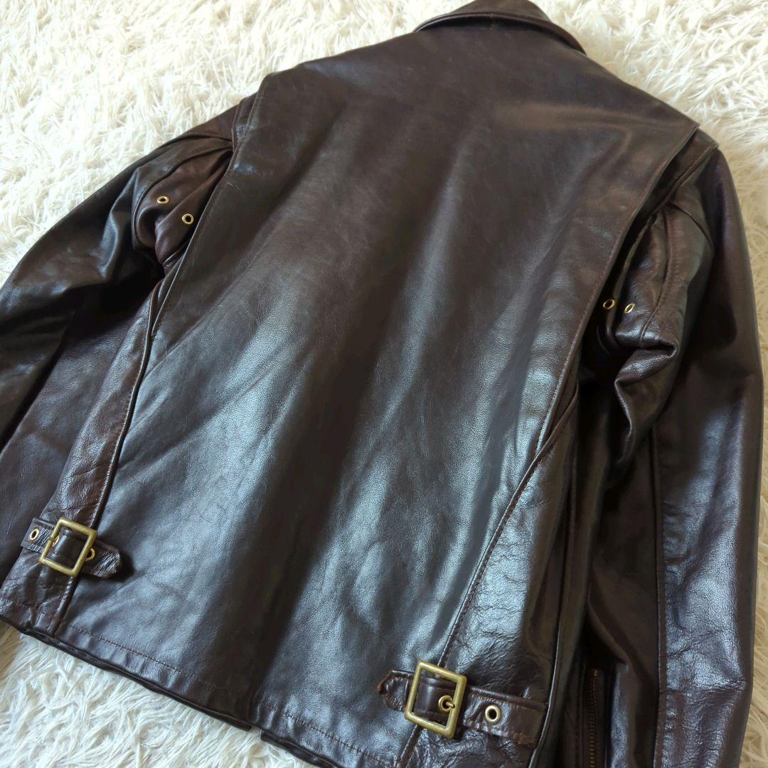 美品 希少 ショットトラッカージャケット 642VS 赤茶 本革 34