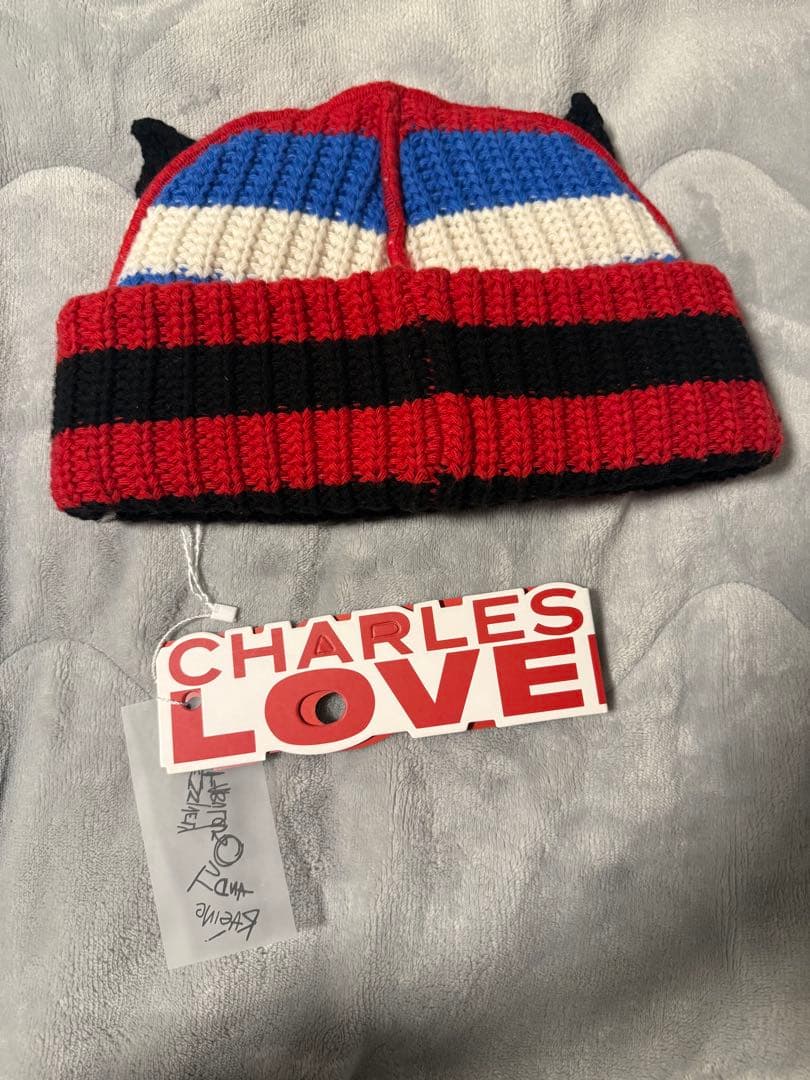 CHARLES JEFFREY LOVEROY 猫耳ニット帽 ビーニー ボーダー