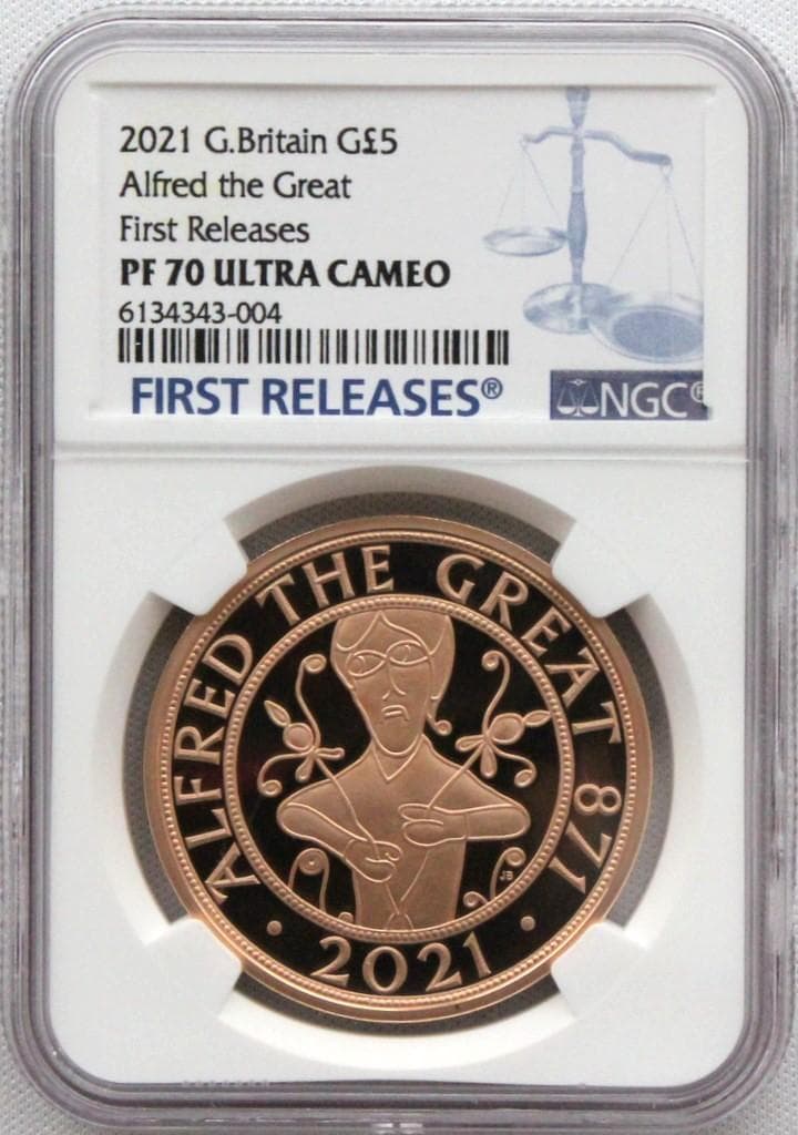 2021年イギリス アルフレッド ザ グレート ￡5 金貨 NGC PF70UC