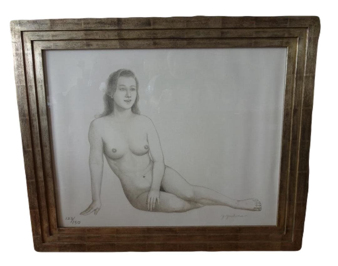 【本物】八島義郎 先生『憩いのひととき』石版画 122/150