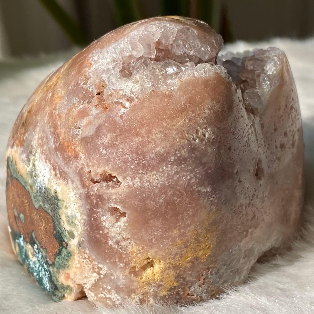 【 天然石 ピンクアメジスト ドゥルージー 原石 ドーム 約670g】