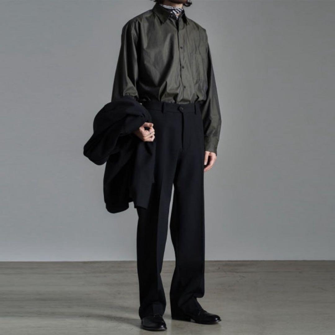 極美品 MARKAWARE FLAT FRONT TROUSERS ブラック 1