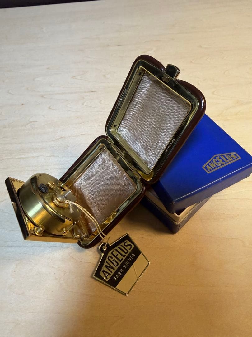 ANGELUS 置時計 トラベルクロック 手巻き アラーム付き スイス製 稼働品