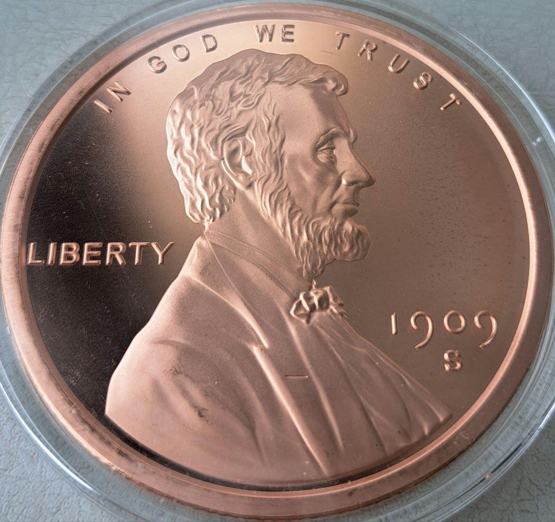 「リンカーンウィートセント」純銅5オンスメダル