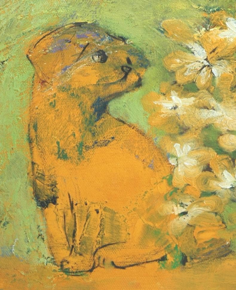 油絵 菅家令子 絵 絵画インテリア 額付(白) uF6-050220 可愛い子犬