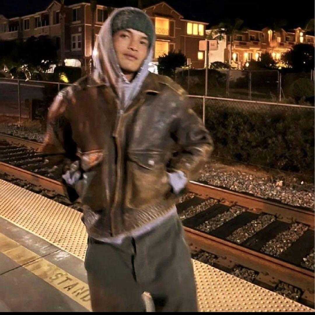 やは✨00s A2 leather jacket brown y2k