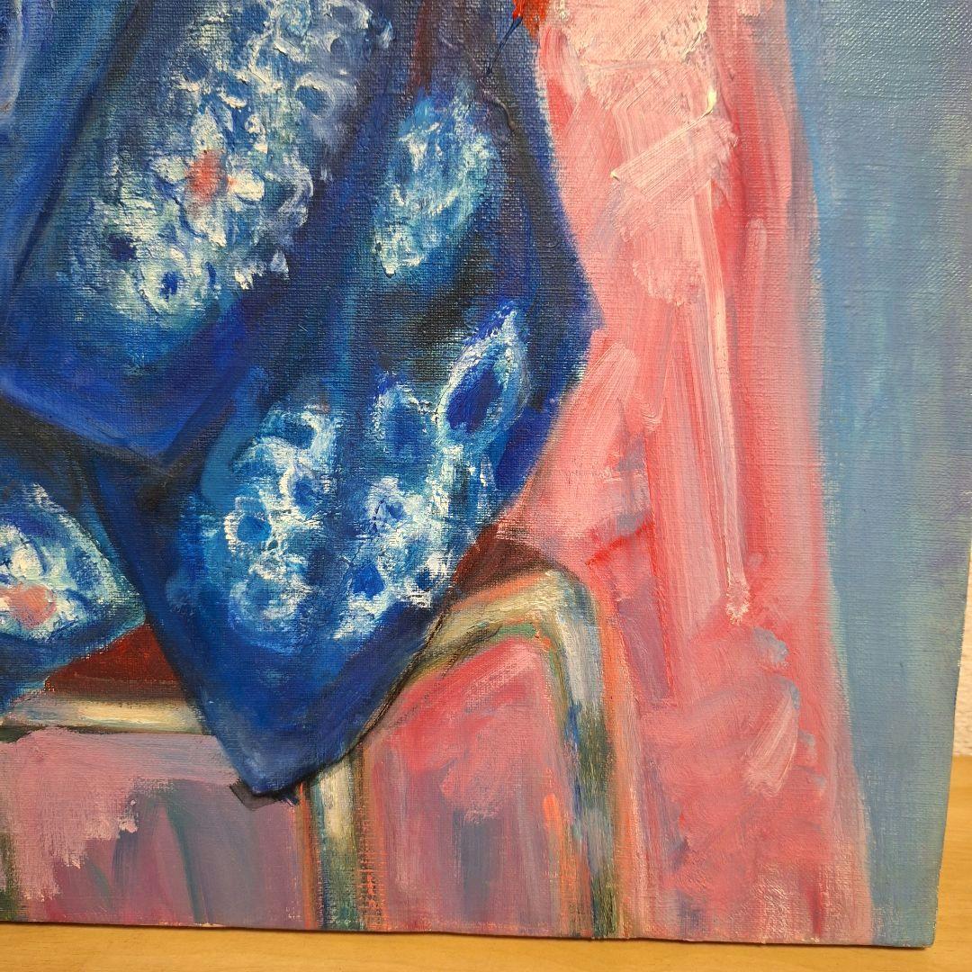浴衣　人物画　油絵　アンティーク　レトロ