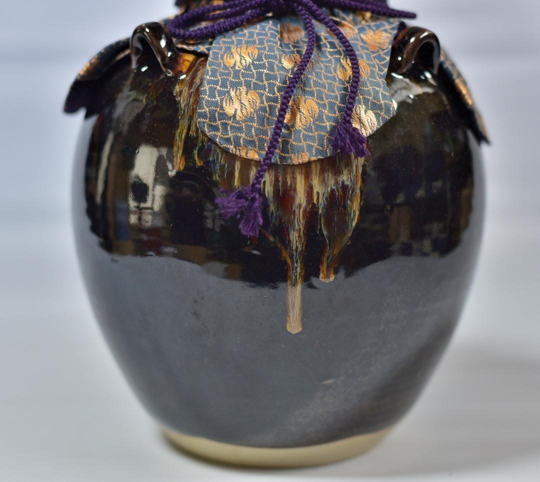 天目釉飾り壺　【極上品】定一作　共箱