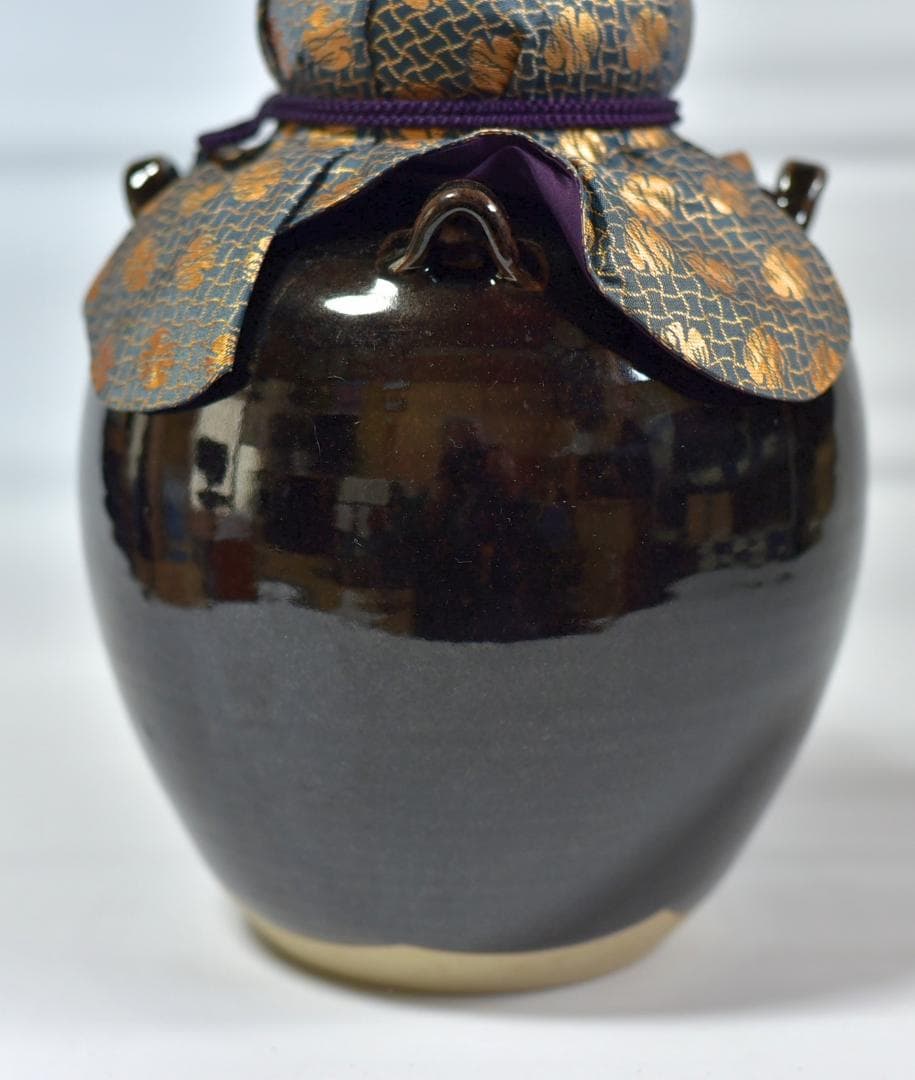 天目釉飾り壺　【極上品】定一作　共箱