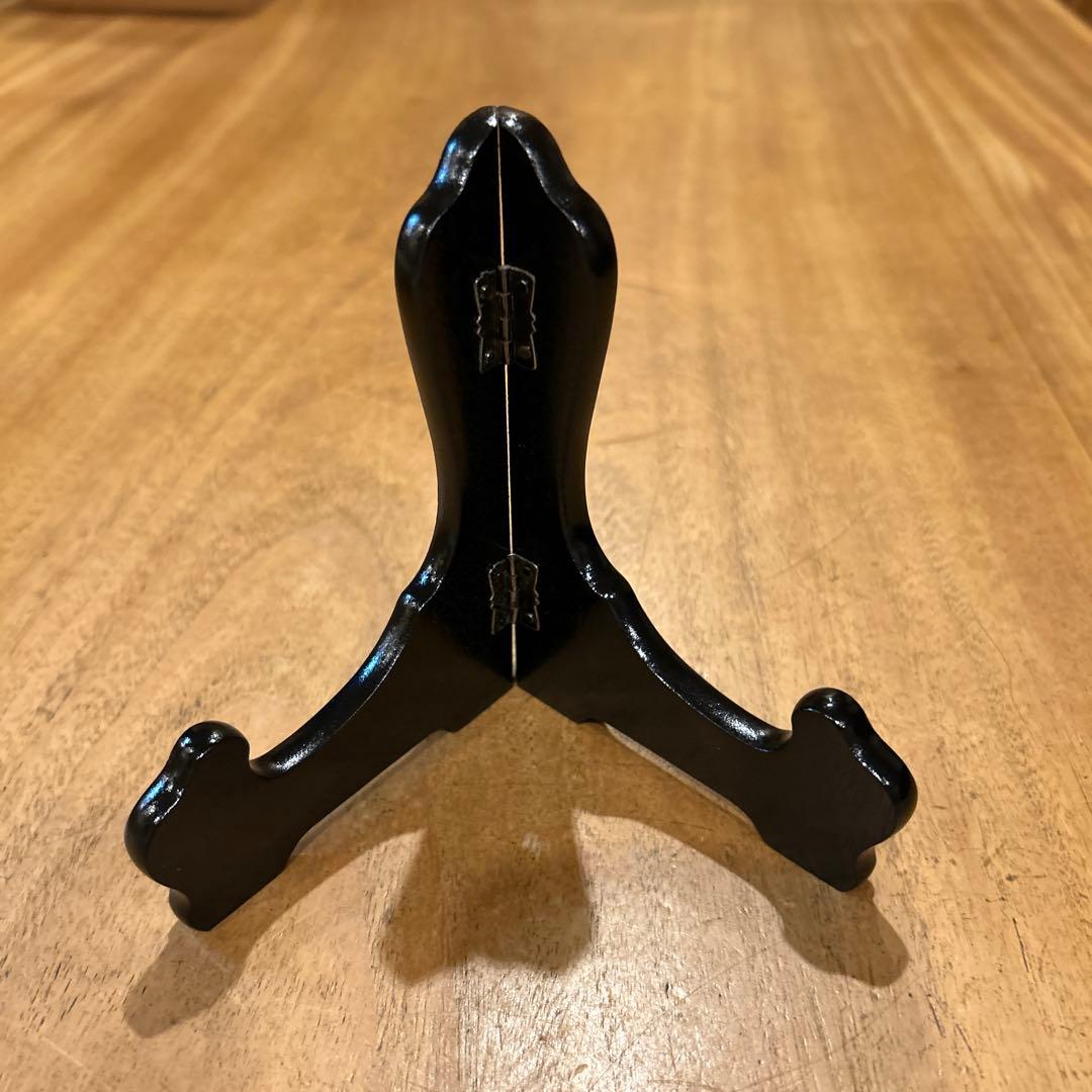 飾り皿　琥山窯　竹絵金箔推　皿立て箱付