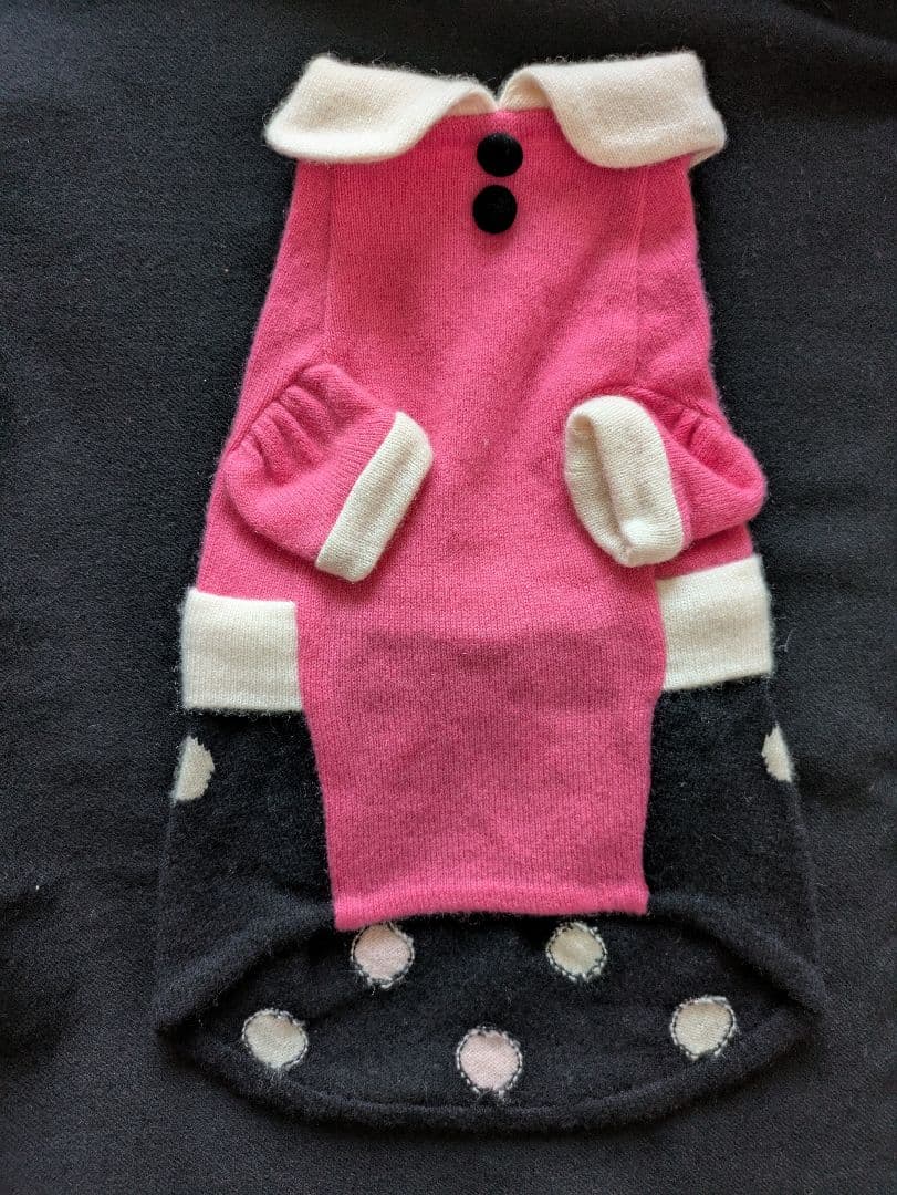 フィフィアンドロメオ　カシミアニット　Mサイズ　襟付きピンク黒水玉