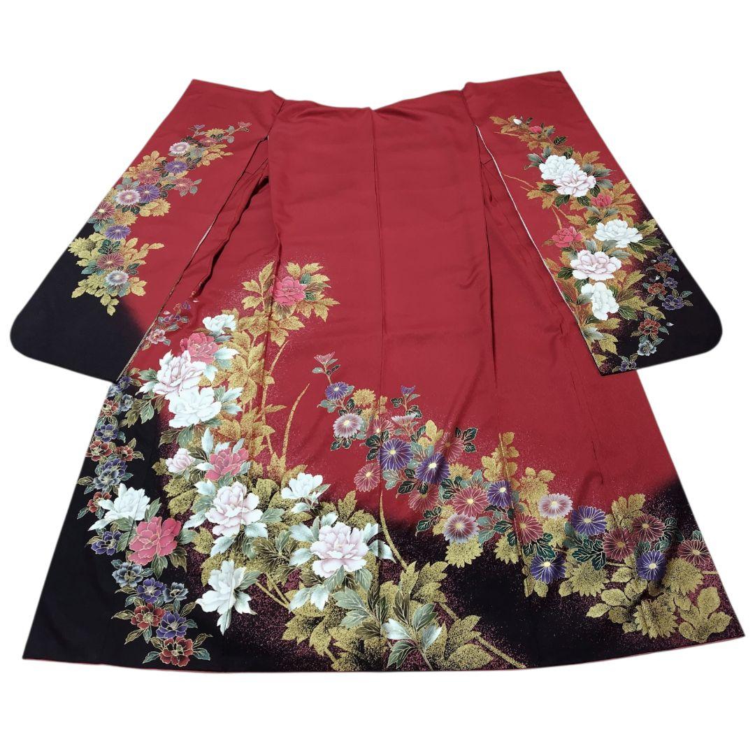 振袖フルセット(7点)・成人式・さがみ誂製・大輪牡丹・金銀彩加工・モダン・正絹