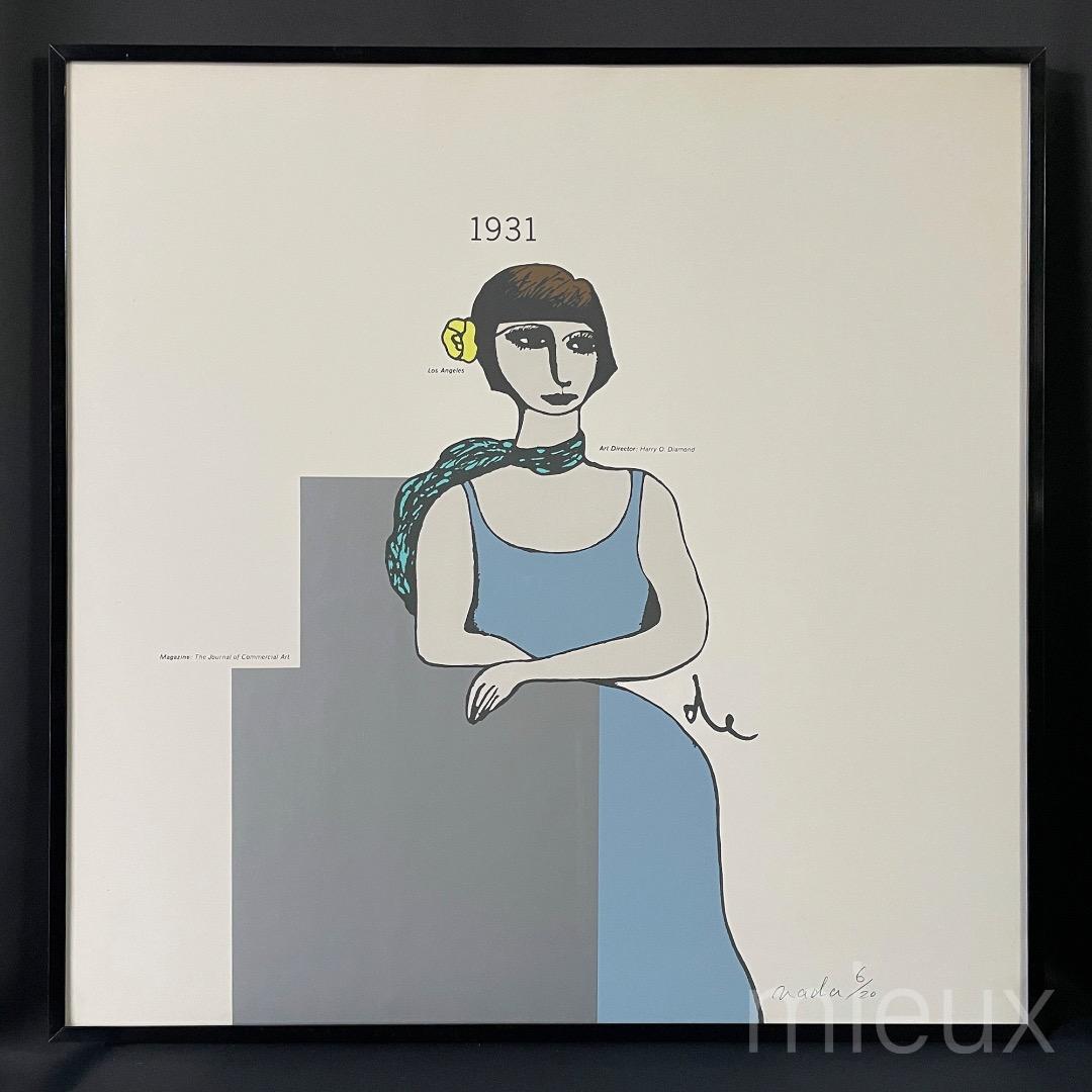 灘本唯人「1931 ロサンジェルス」シルクスクリーン サイン入 額付 中古 美品