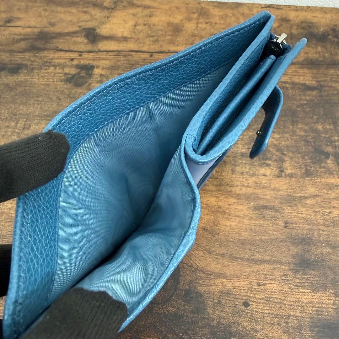 PRADA プラダ 二つ折り財布 ブルー サフィアーノ