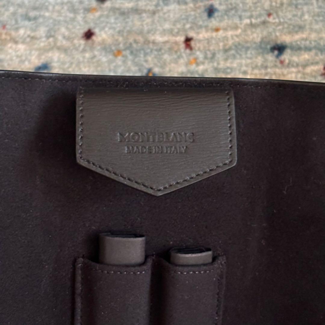 新品未使用品 モンブラン ブラックレザー 2ペンケース