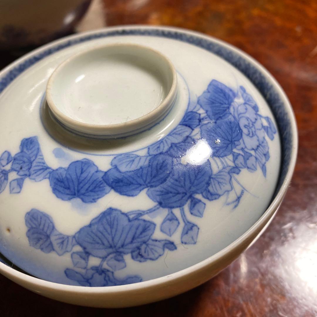 染付蓋付茶碗6客セット11cm6cm