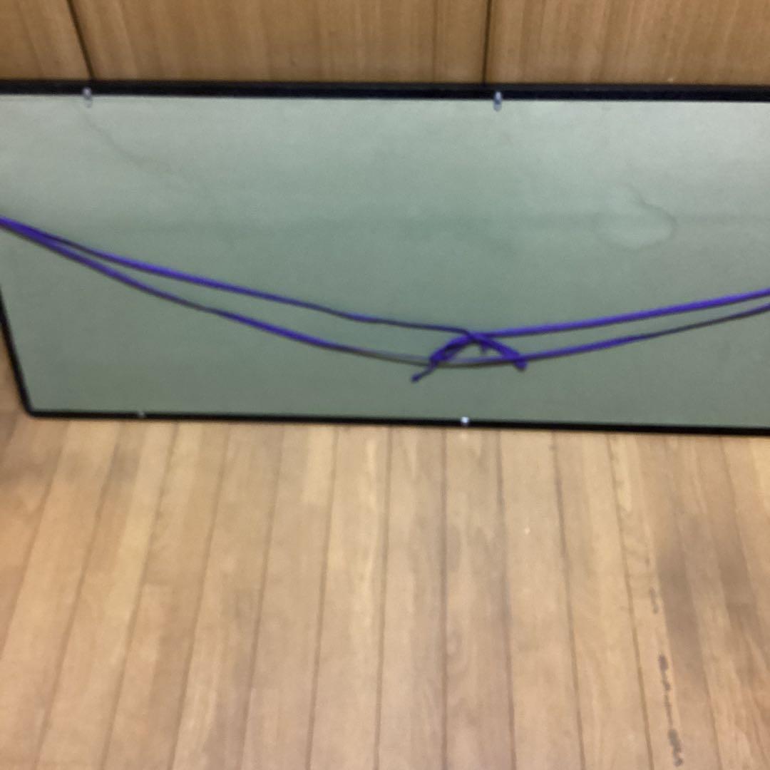 扁額　日本画　【　秀　園　筆　】　蓮の花図　木枠扁額仕立　47cmx123cm