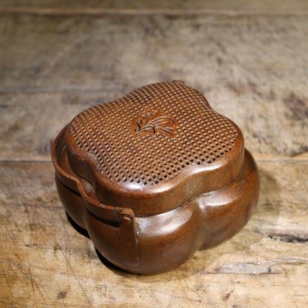 銅器 蘭花暖手炉 手提げ炉 香炉 茶道檀香炉 装飾品 工芸品 置物