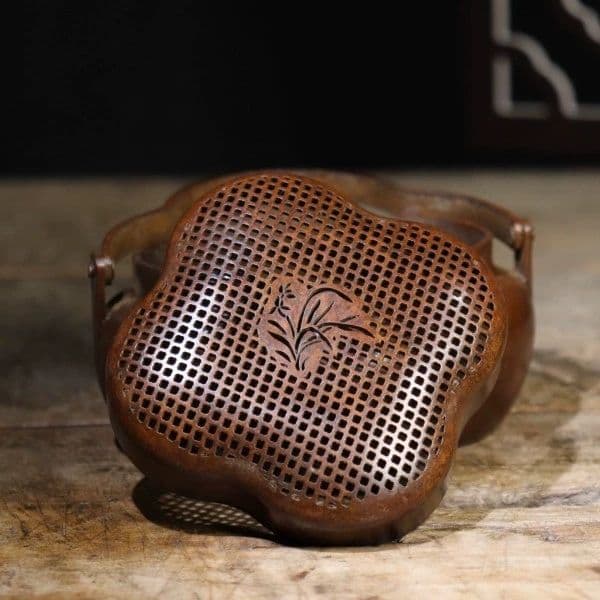 銅器 蘭花暖手炉 手提げ炉 香炉 茶道檀香炉 装飾品 工芸品 置物