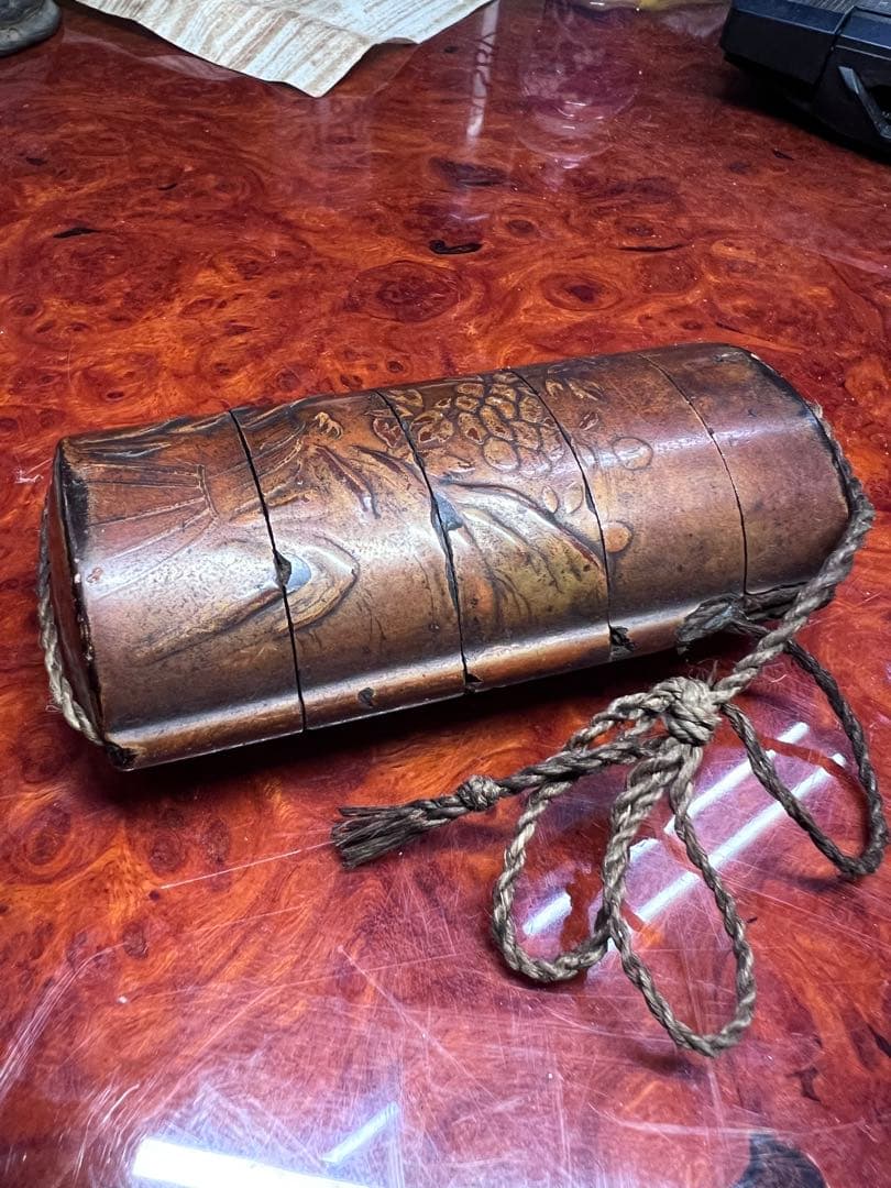 木製彫刻印籠 約15cm