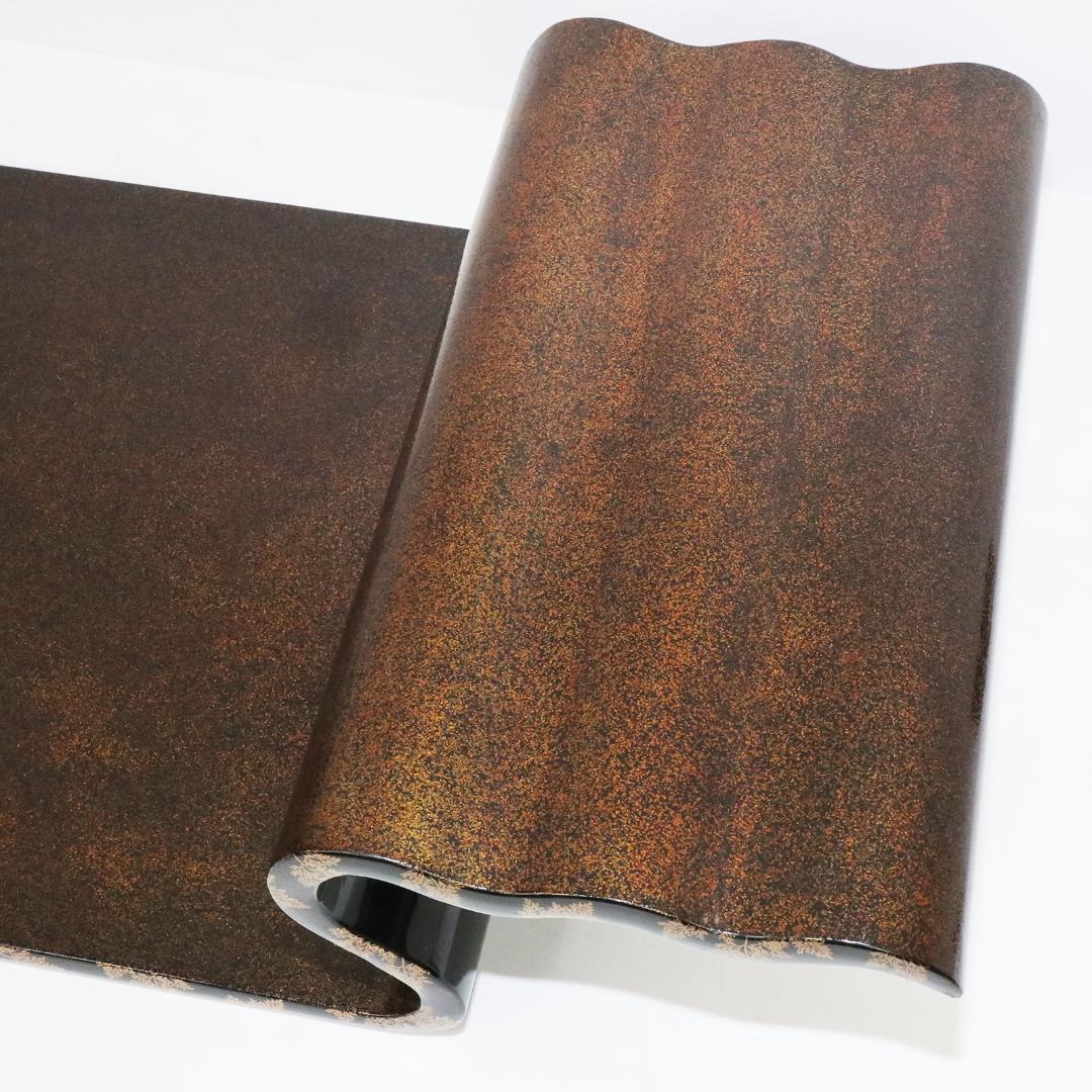 金蒔絵 黒塗 巻足 波足 花台 平卓 飾台 香炉 盆栽 木製 梨地 共箱