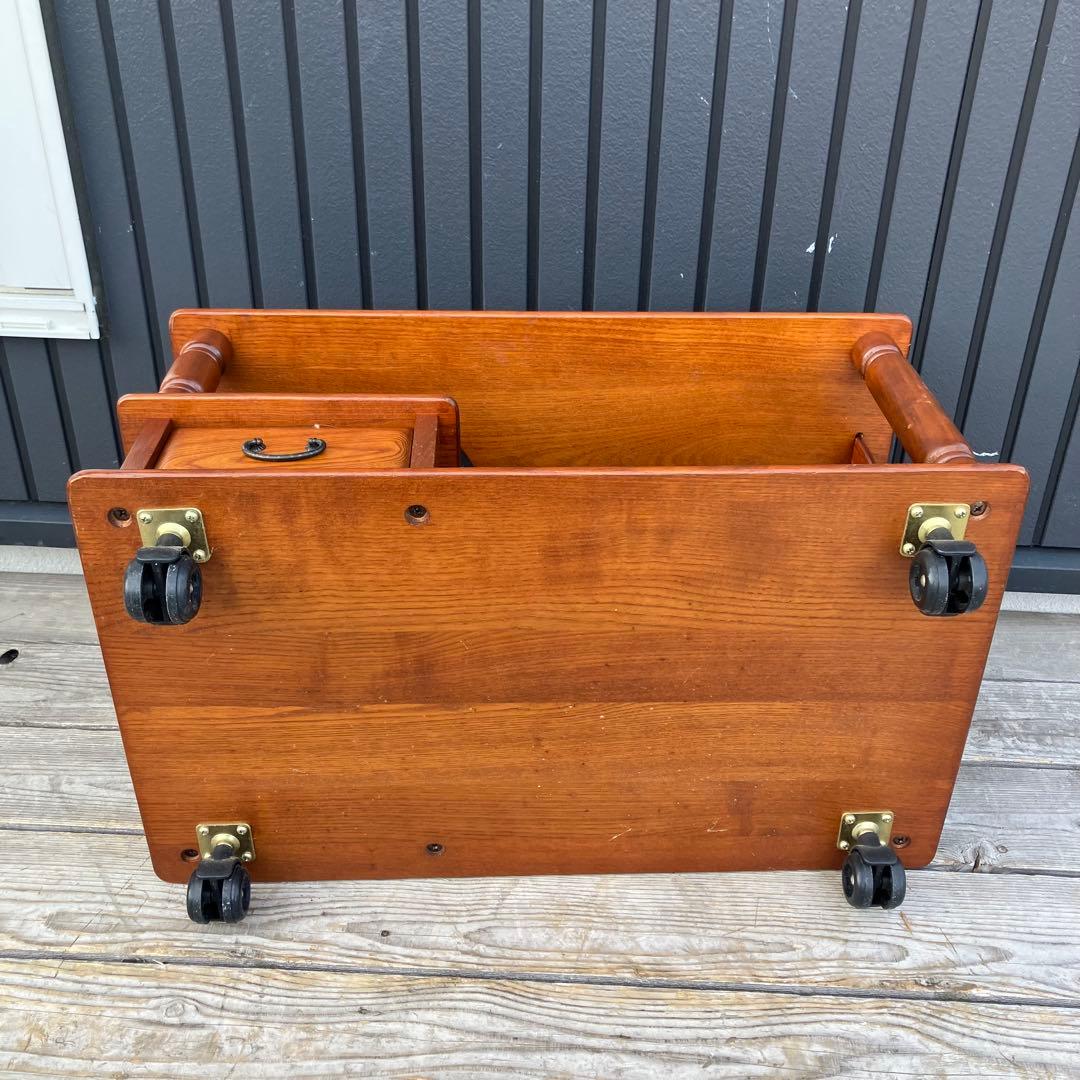 昭和レトロ 木製 お座敷ワゴン 引き出し収納 キャスター付き ポットワゴン古家具