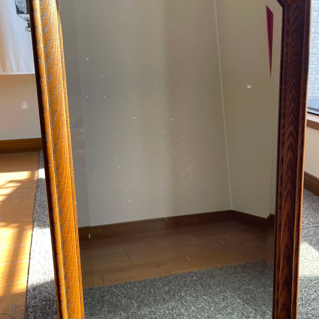 アンティーク 木製 八角形ミラー