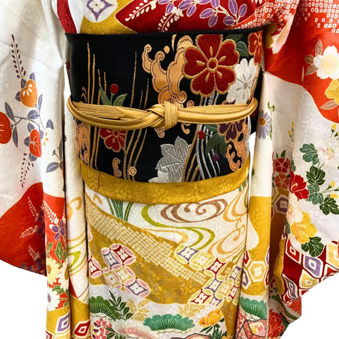 ≪早い者勝ち≫ 振袖セット 成人式 正絹 古典柄 振袖 白 S*63 ●