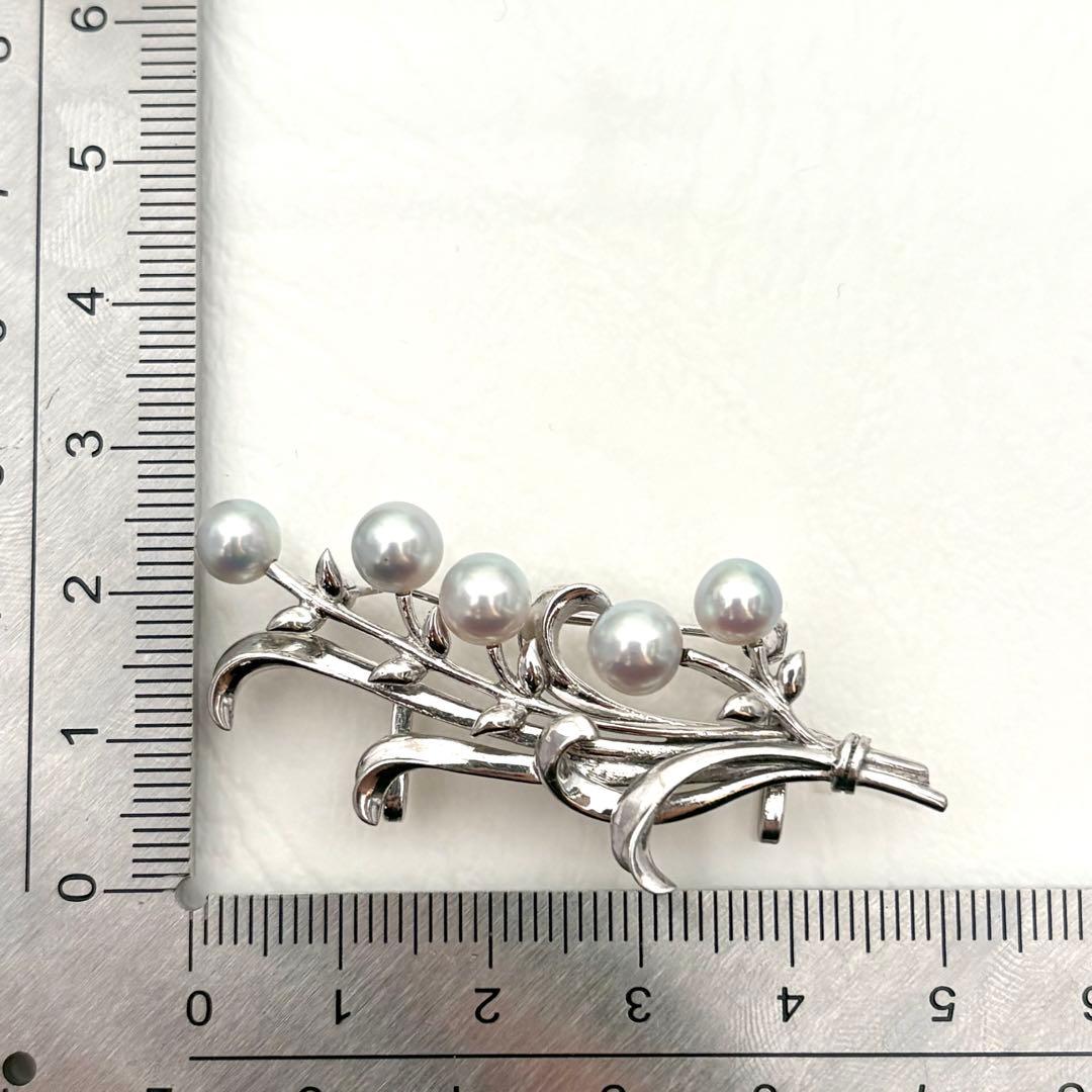 380【ミキモト】シルバー　パール　ブローチ　帯留め