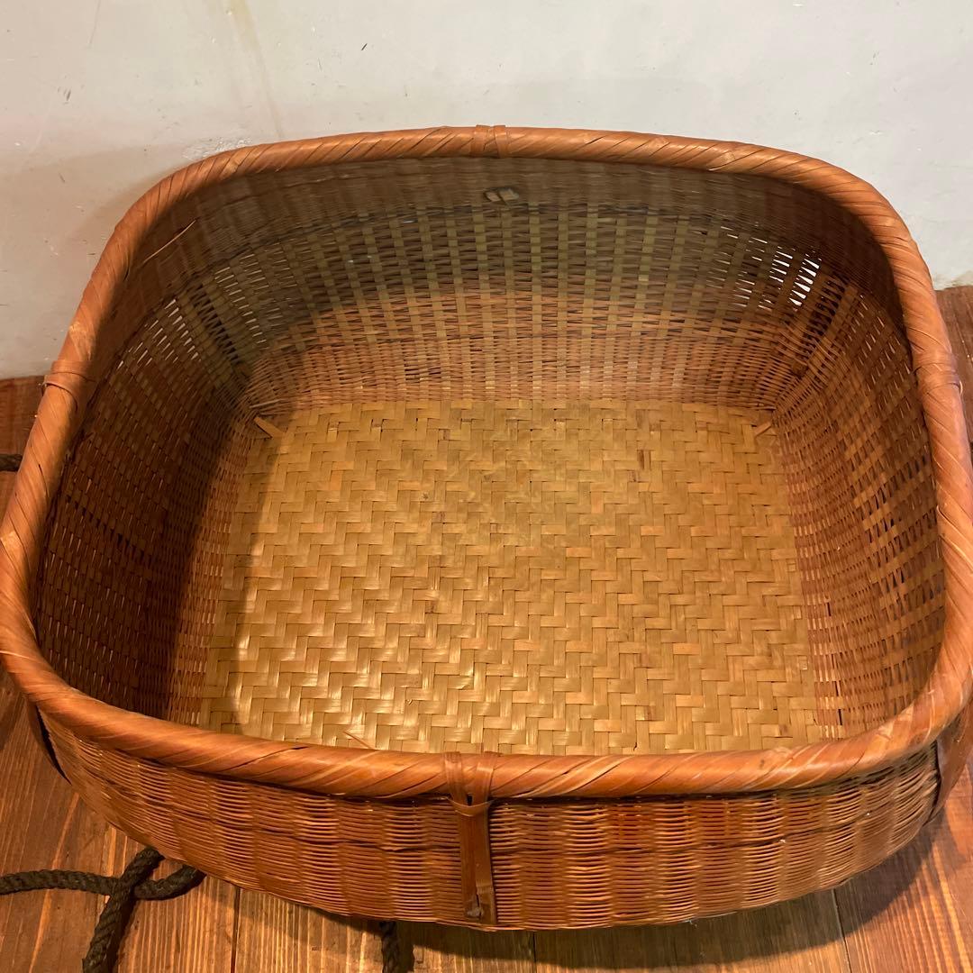 美品　レトロ　竹籠　バスケット　編み籠　収納　かご　大きいサイズ　インテリアに