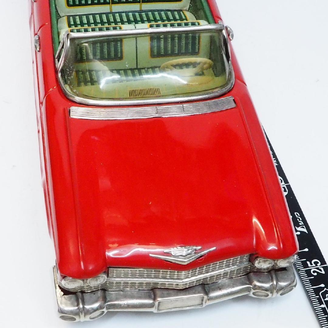 萬代屋【60 キャデラック コンバーチブル大 赤】inブリキtoy car 箱無
