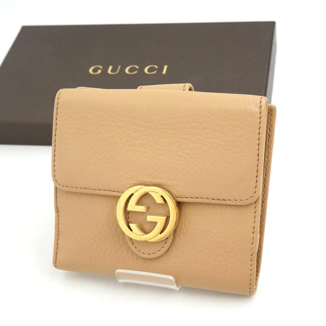 ✨未使用展示品✨　GUCCI ミニ財布　インターロッキング　二つ折り　GGロゴ
