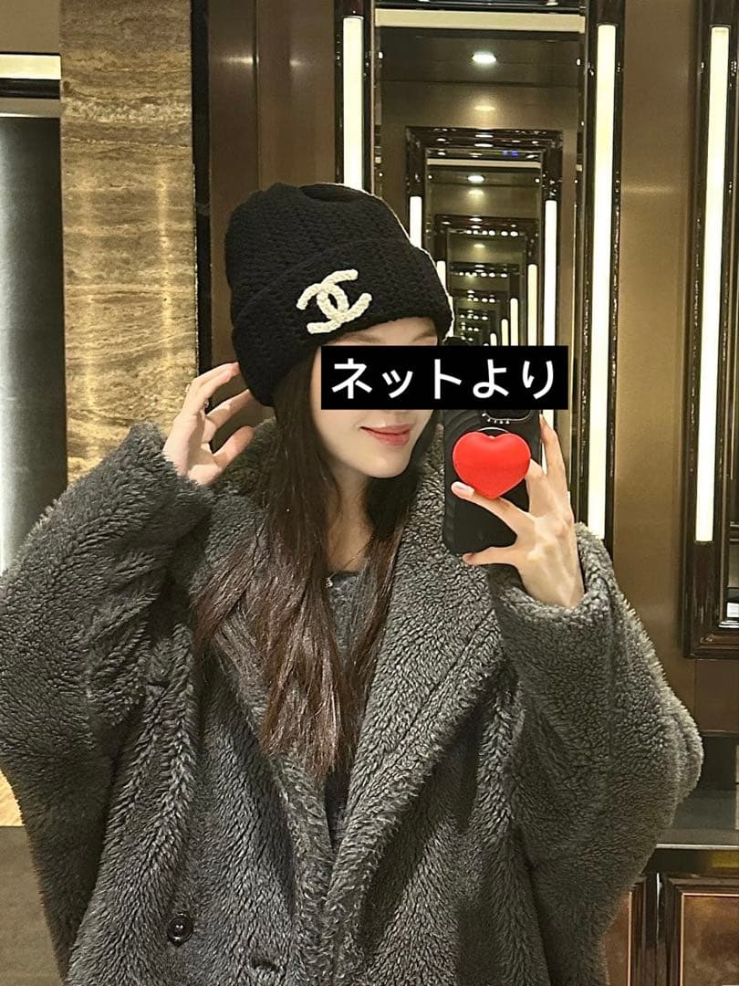 新品未使用 希少 大人気 chanelココマーク ニット帽 ブラック 黒