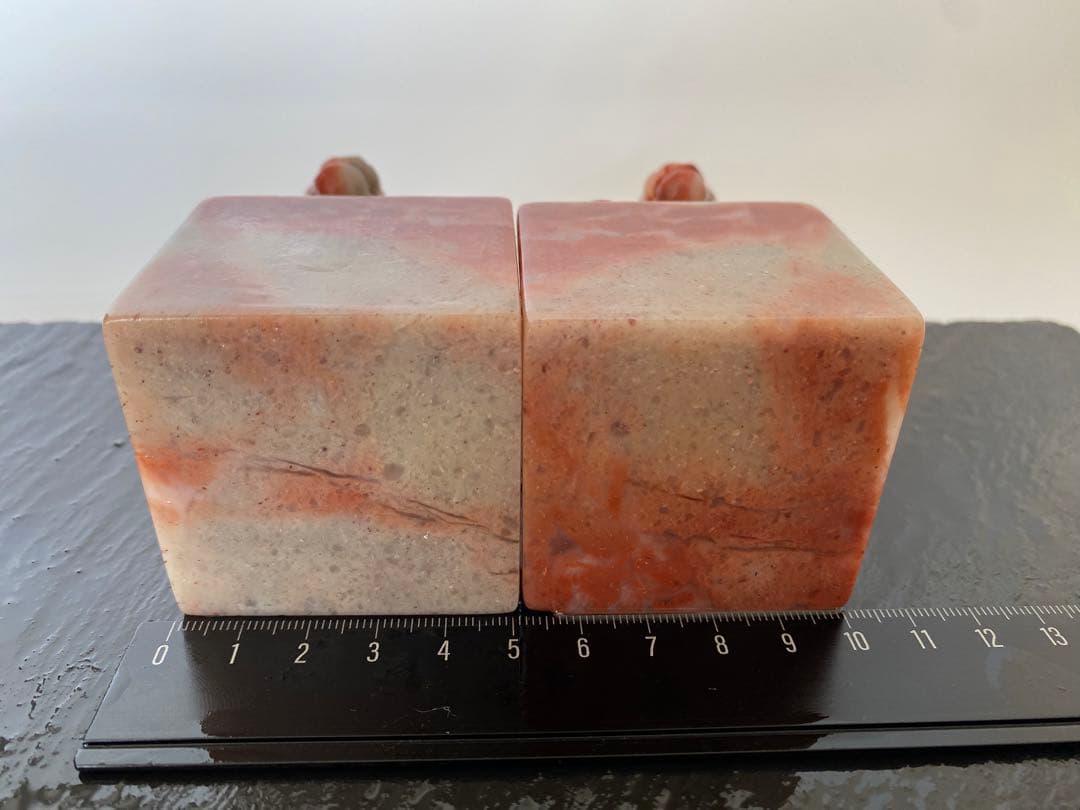 寿山石　紅石　貔貅　古獣　5cm　印材　印石　大材　書道　篆刻　落款　雅号　日展